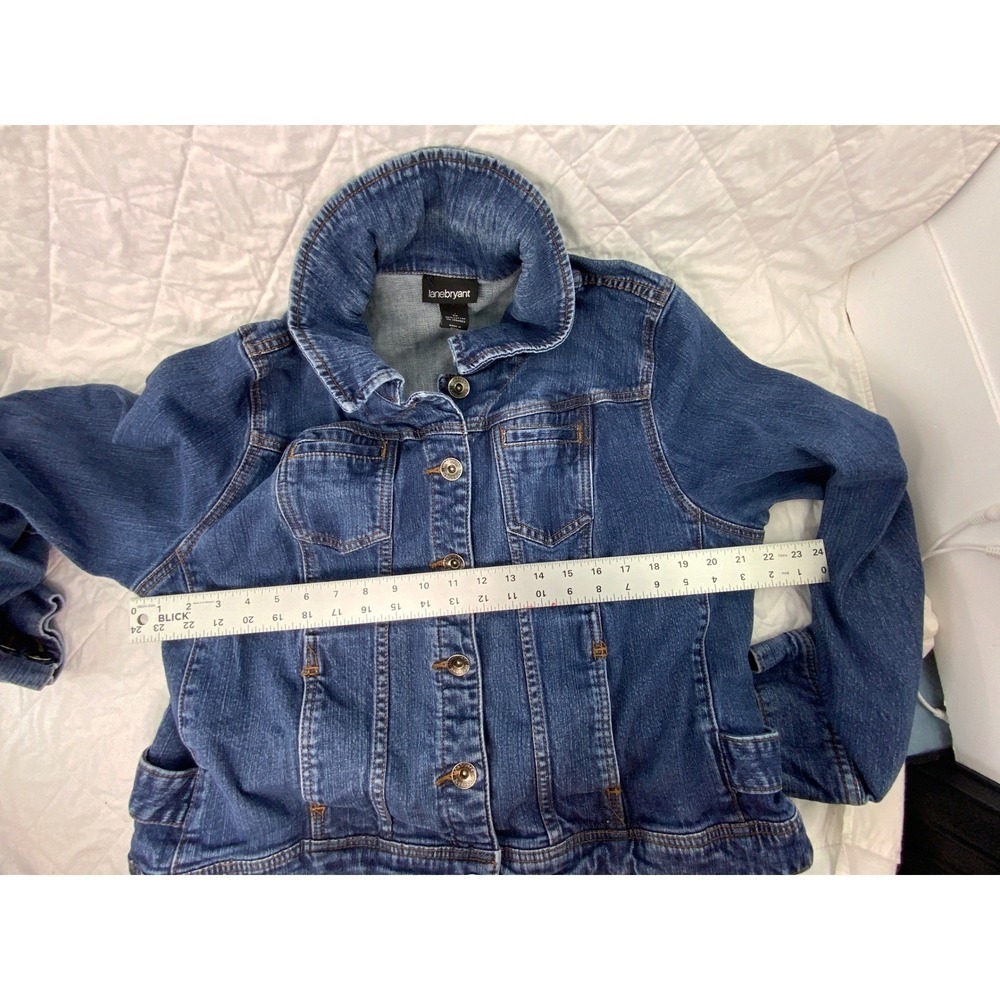 Lane Bryant Women Blue Denim Trucker Jacket Size 20 Stretch Medium Wash Classic - Picture 8 of 8